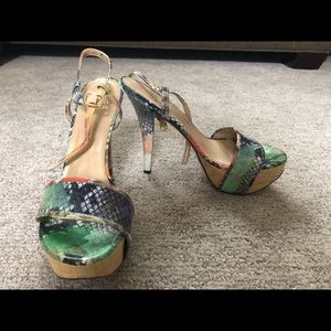 Rainbow snake skin heels